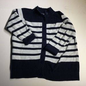 Lands’ End Navy & White Striped Button‑Front Cardigan | Size 1X (EUC)
